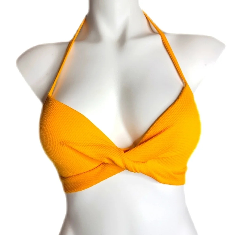 34B Retro Halter Padded Busty Golden Yellow Swim Top